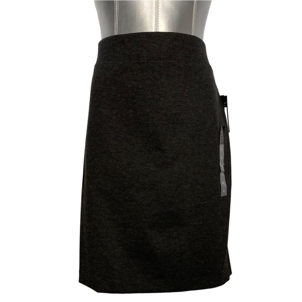 Nicole Miller NY XL Skirt Charcoal Gray Straight Stretch Casual Dressy Cute NWT
